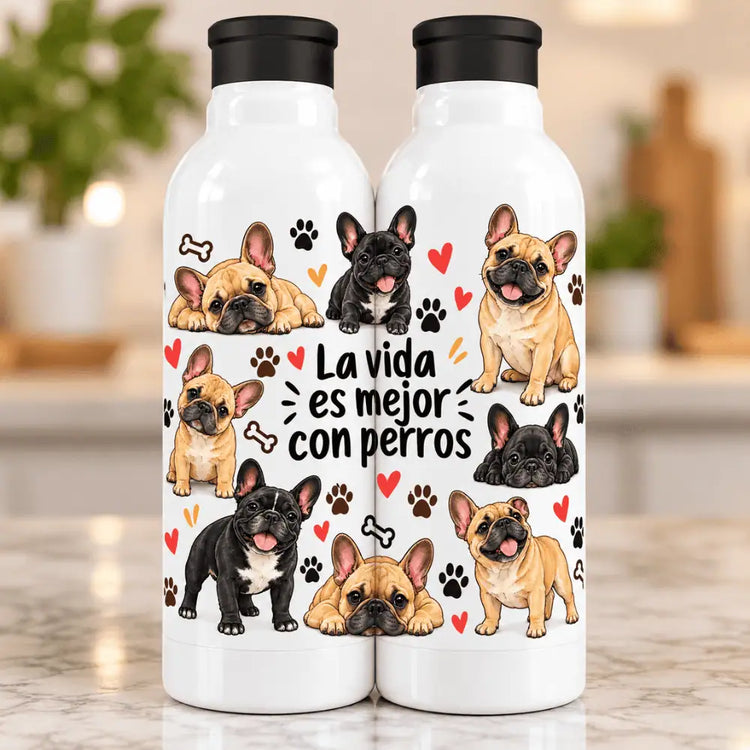 Botella Aluminio 650 ml Bulldog Frances Lindos