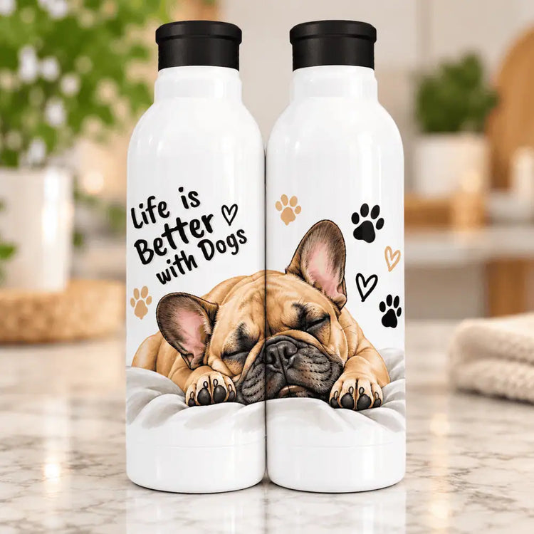 Botella Aluminio 650 ml Bulldog Frances Sleep