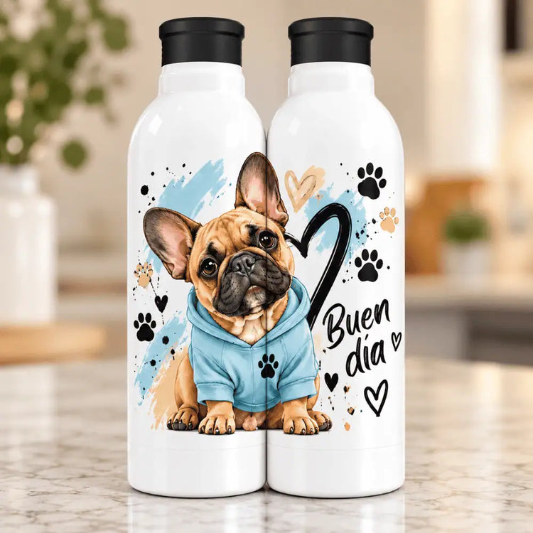 Botella Aluminio 650 ml Bulldog Frances Tierno