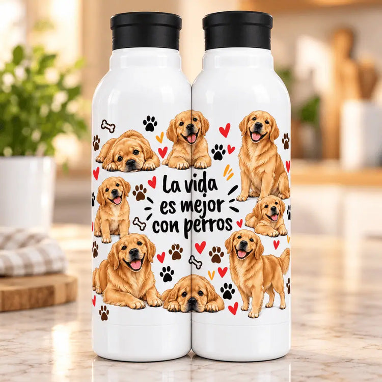 Botella Aluminio 650 ml Golden Retriever Lindos