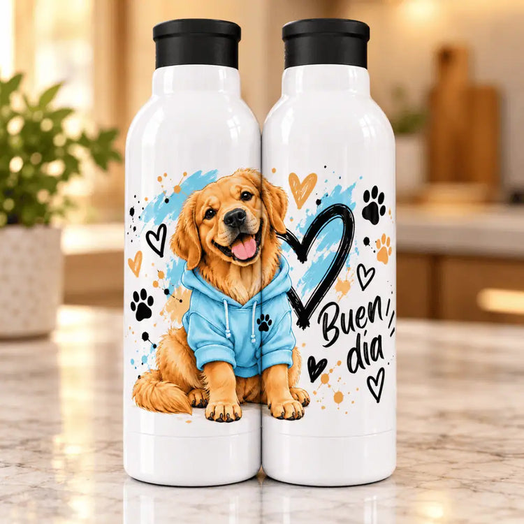 Botella Aluminio 650 ml Golden Retriever Tierno