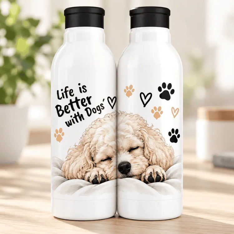 Botella Aluminio 650 ml Poodle Sleep